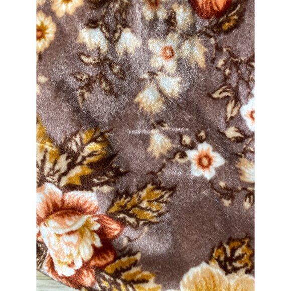 Vintage 70s Boho Floral Carpet Bag Retro Velour Purse 17" w/Wood Handles - Picture 3 of 15